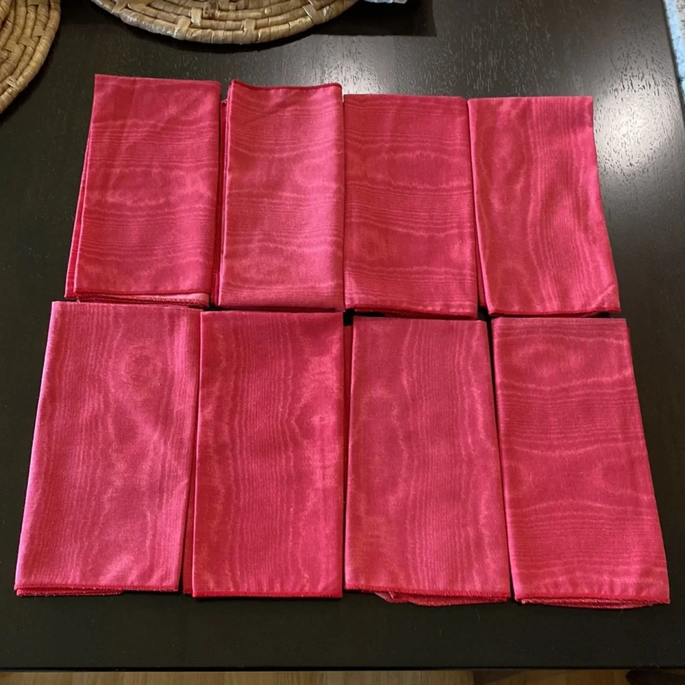 Vintage Salmon/Red Cloth Napkin Set Of 8!